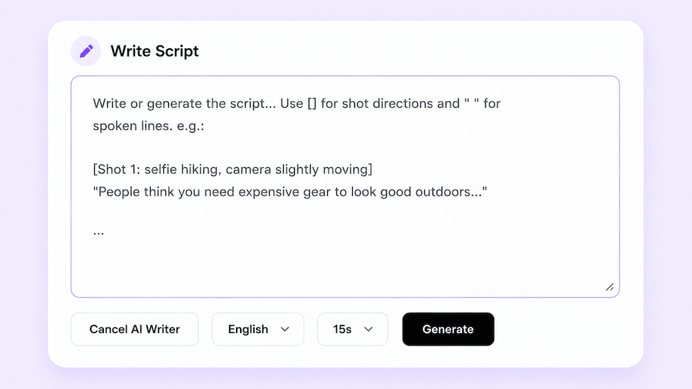 Write or generate the script